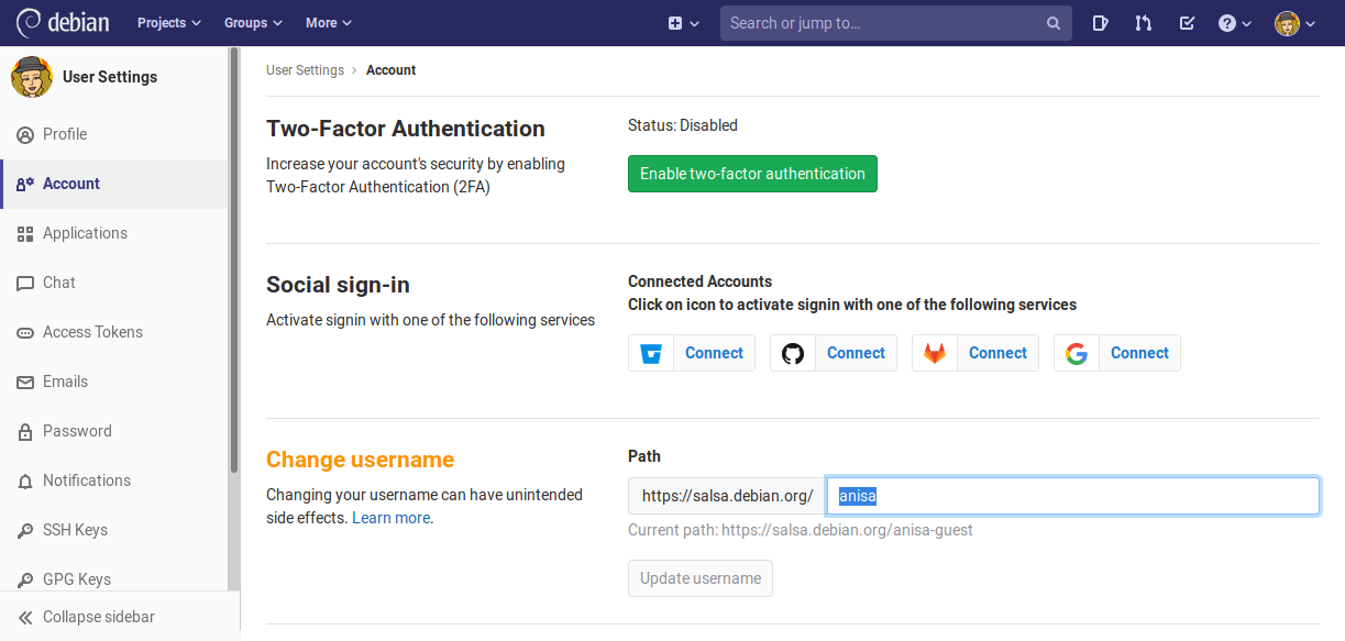 Salsa username update